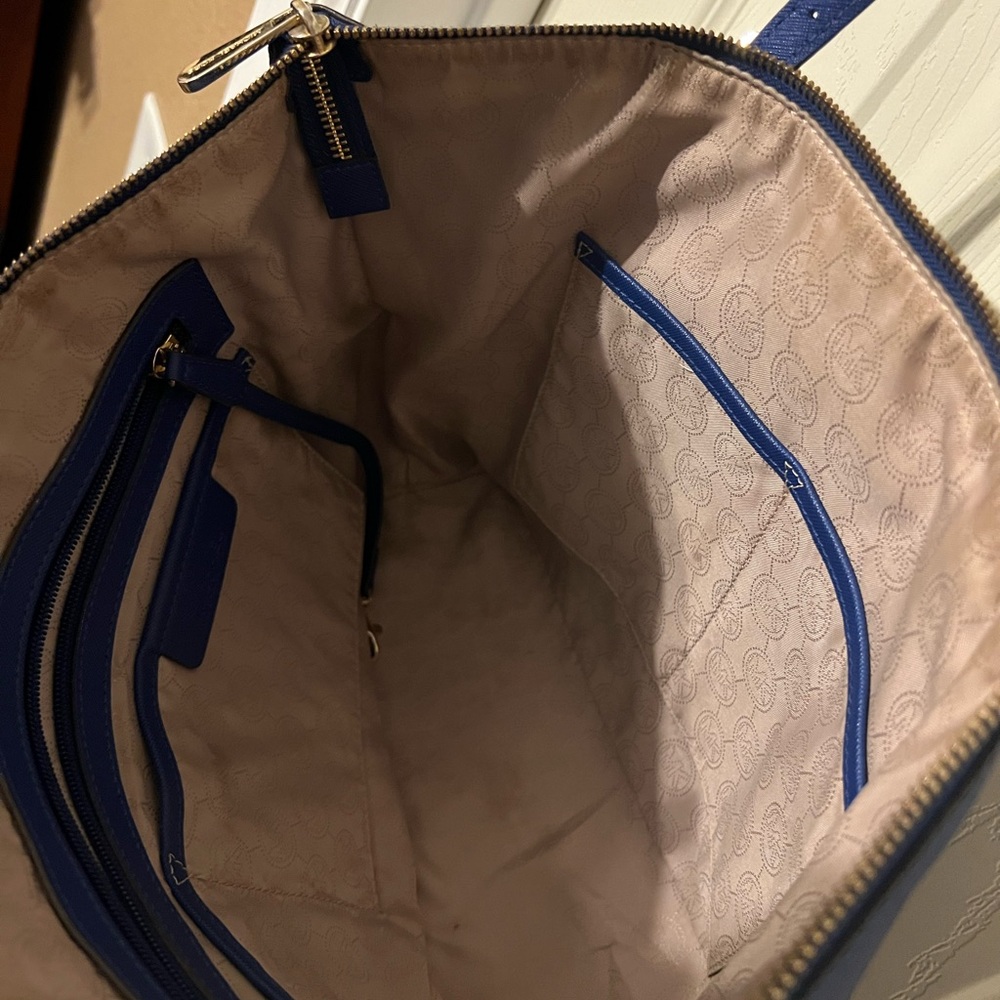 Michael Kors - Jet Set Electric Blue Saffiano Leather Shoulder Bag - Picture 4 of 8